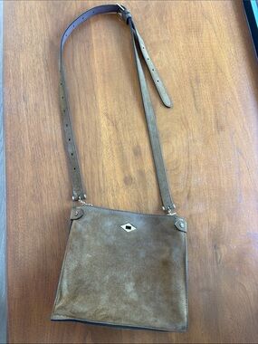 Brown Suede Crossbody Bag with Adjustable Strap